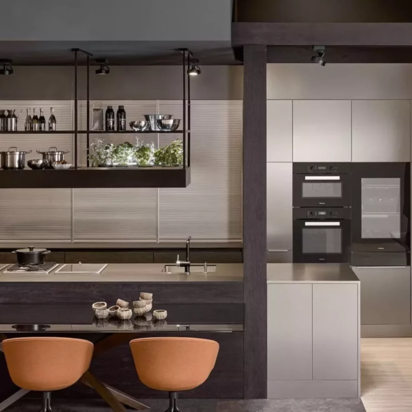 agencements mg montpellier photo cuisine allemande moderne lineaire ouverte avec-ilot central