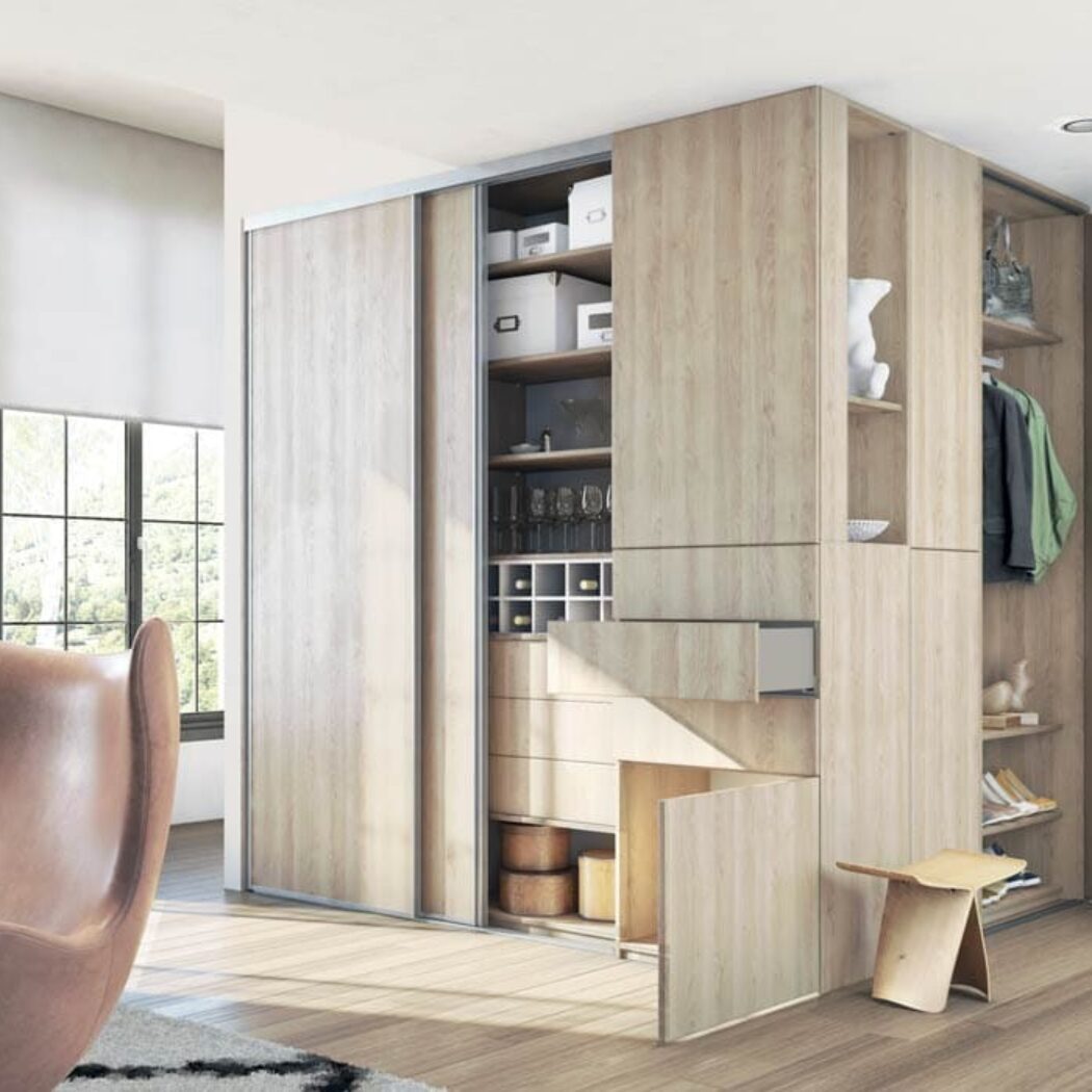 agencements mg montpellier amenagement dressing chene bardolino naturel portes coulissantes fermées