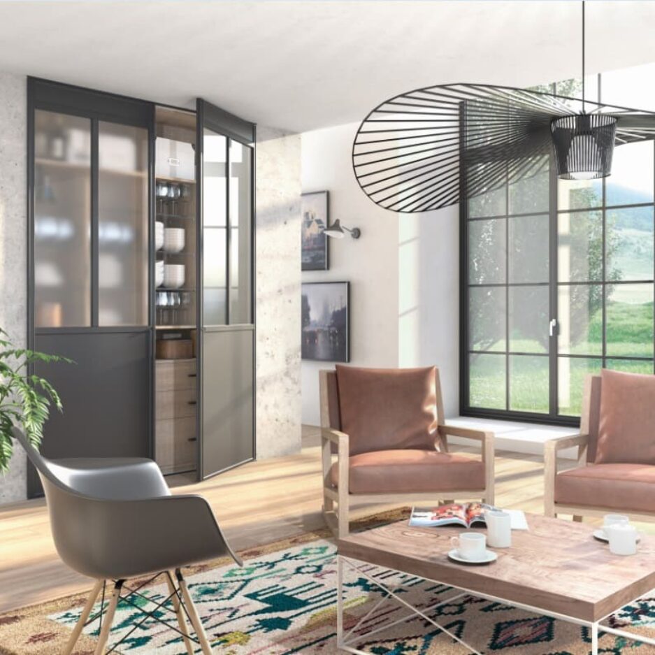 agencements mg montpellier amenagement porte de placard porte atelier battante metal couleur noire