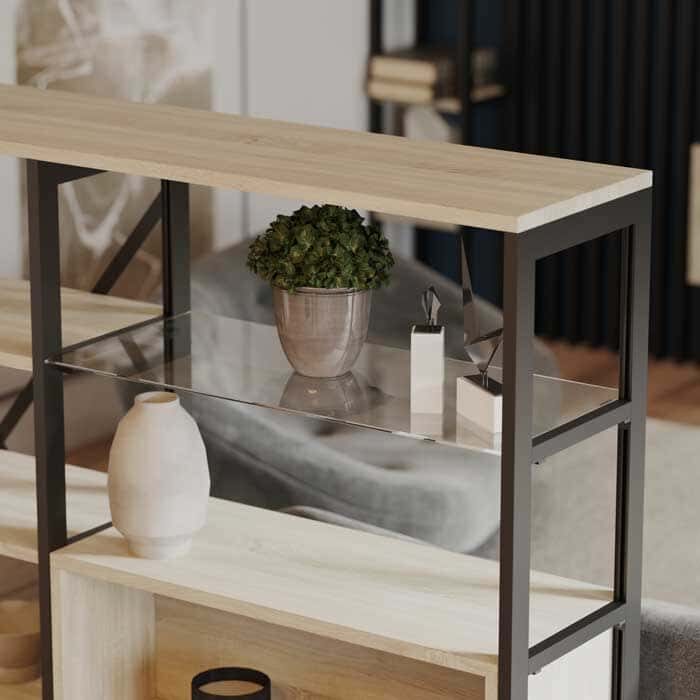 agencements mg montpellier amenagemen séjour living arche croix de st andre étageres en verre