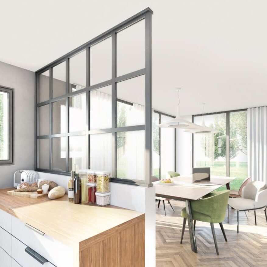 agencements mg montpellier amenagement verriere cloison de separation grise verriere fixe sur mesure