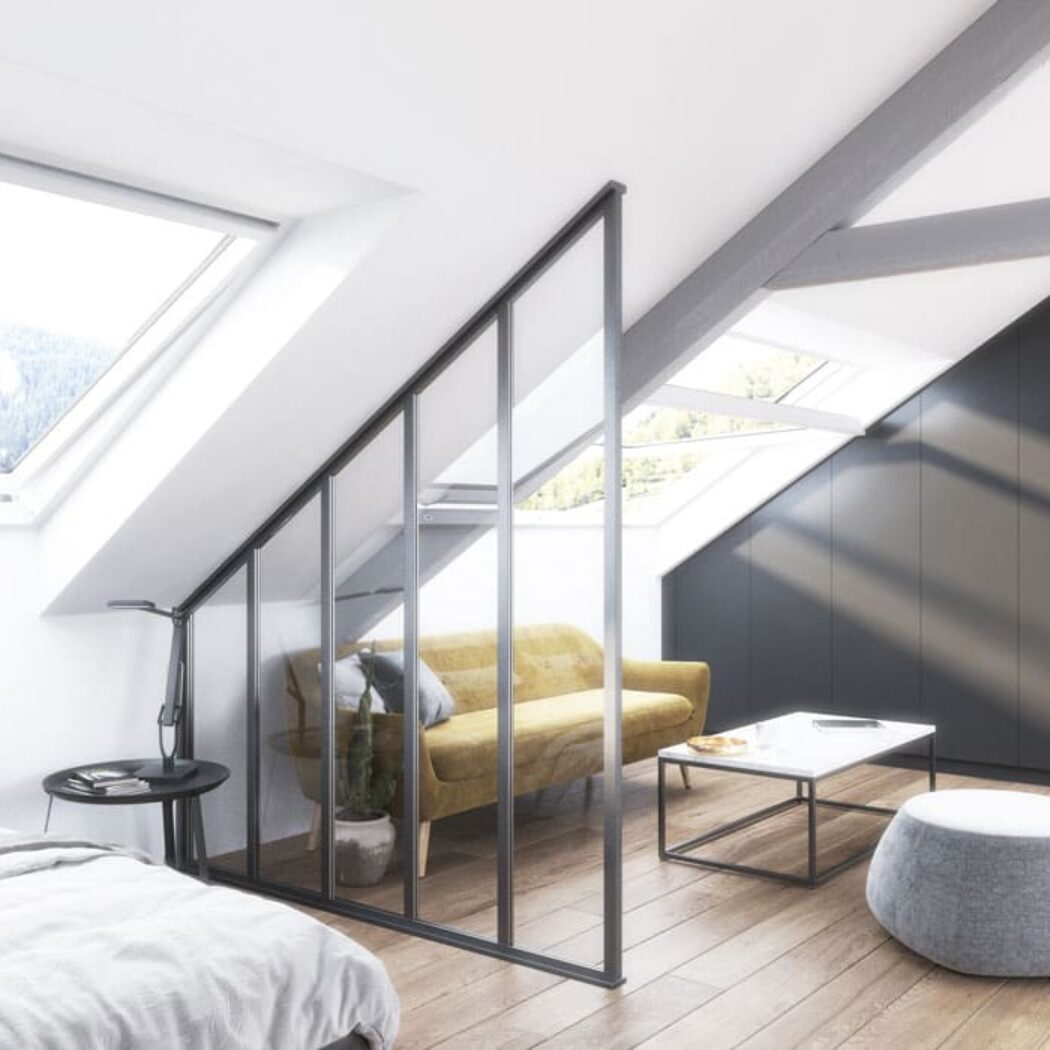 agencements mg montpellier amenagement verriere verriere fixe integral anthracite sous comble sur mesure