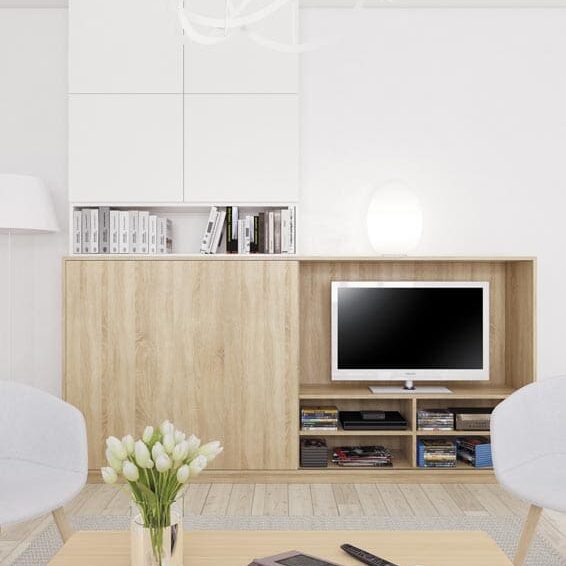 agencements mg montpellier amenagement sejour living ton trés clair tiroirs et rangement inférieur