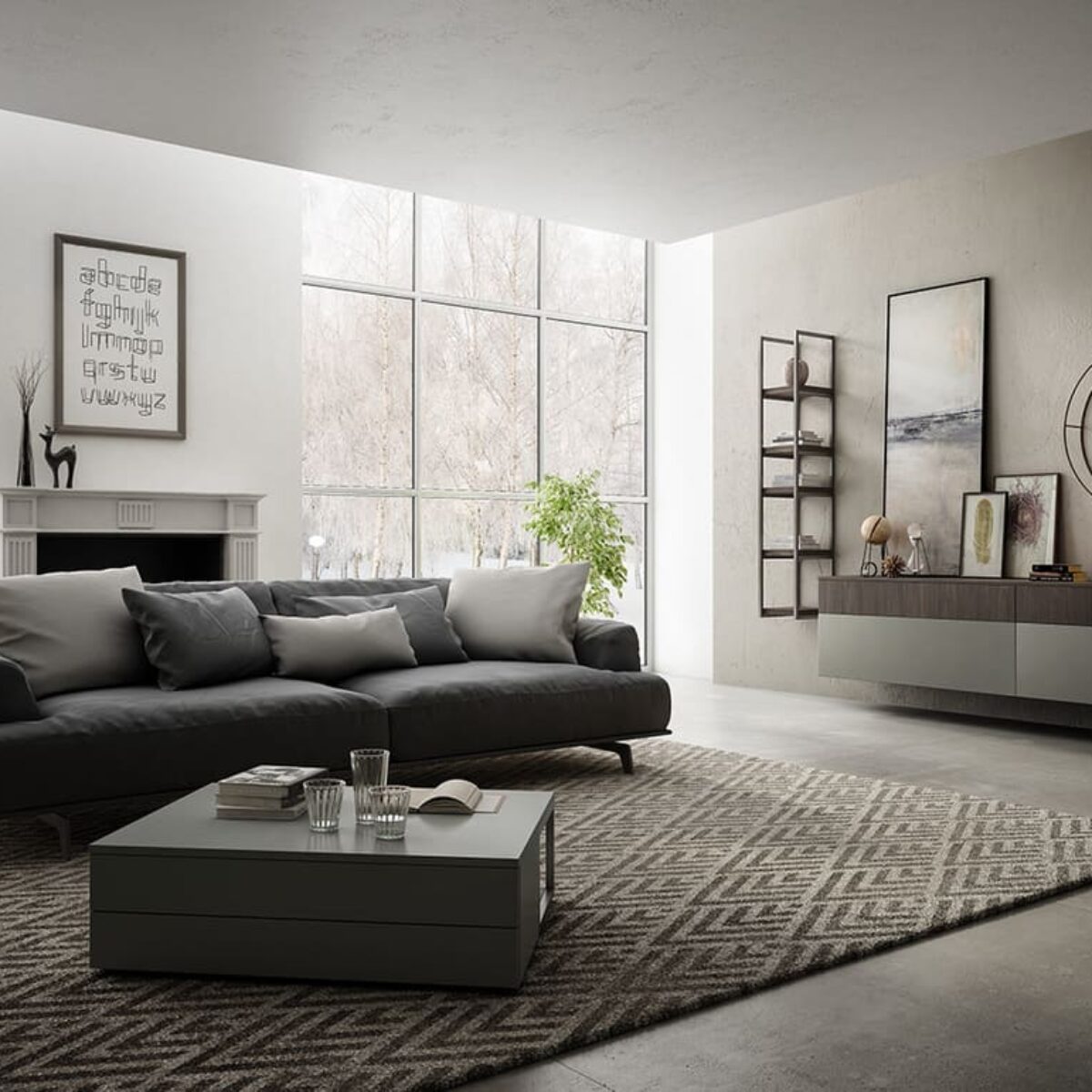 agencements mg montpellier amenagement sejour living confortable suspendu de couleur clair