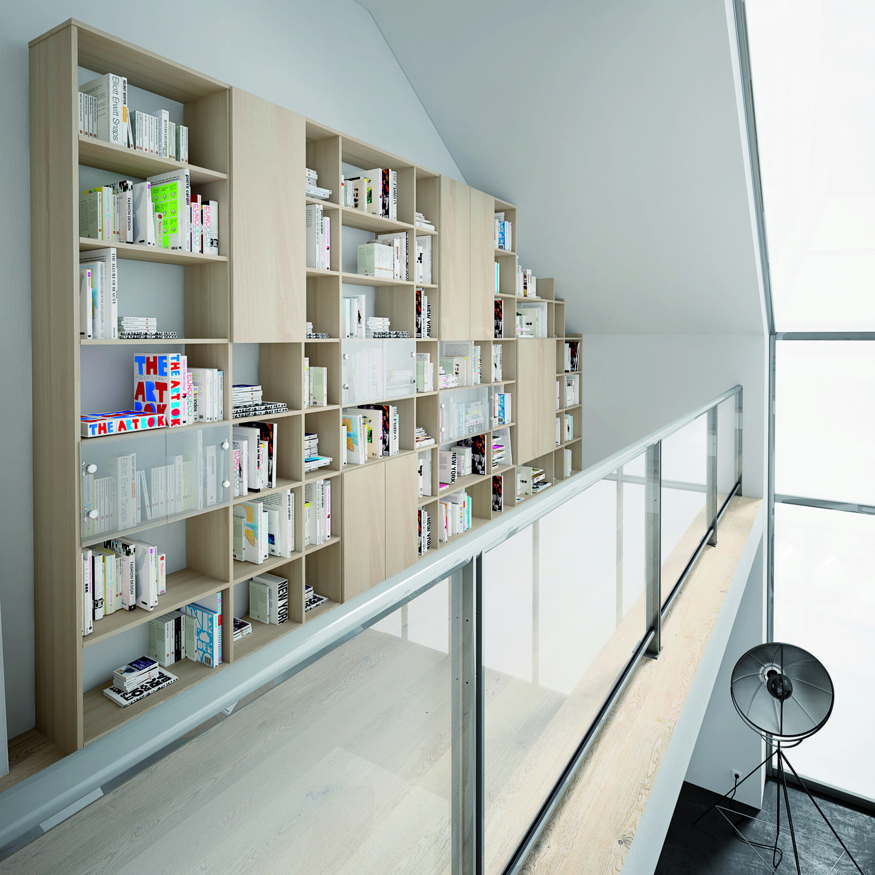 réalisation d'une bibliothéque sous pente agencemnts mg Mauguio