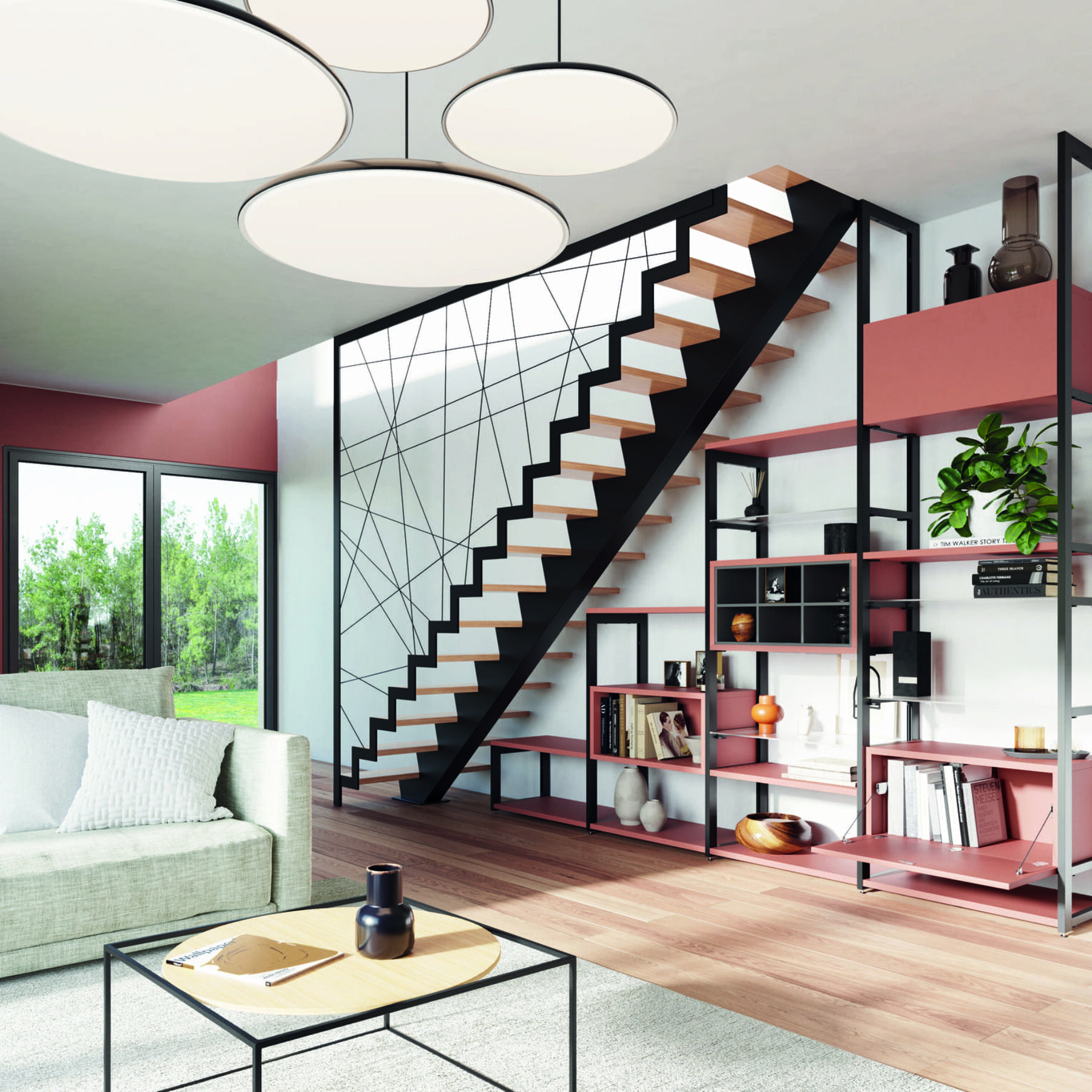 Plaquette Arche rangement sous escalier décor Terracotta agencements mg montpellier mauguio