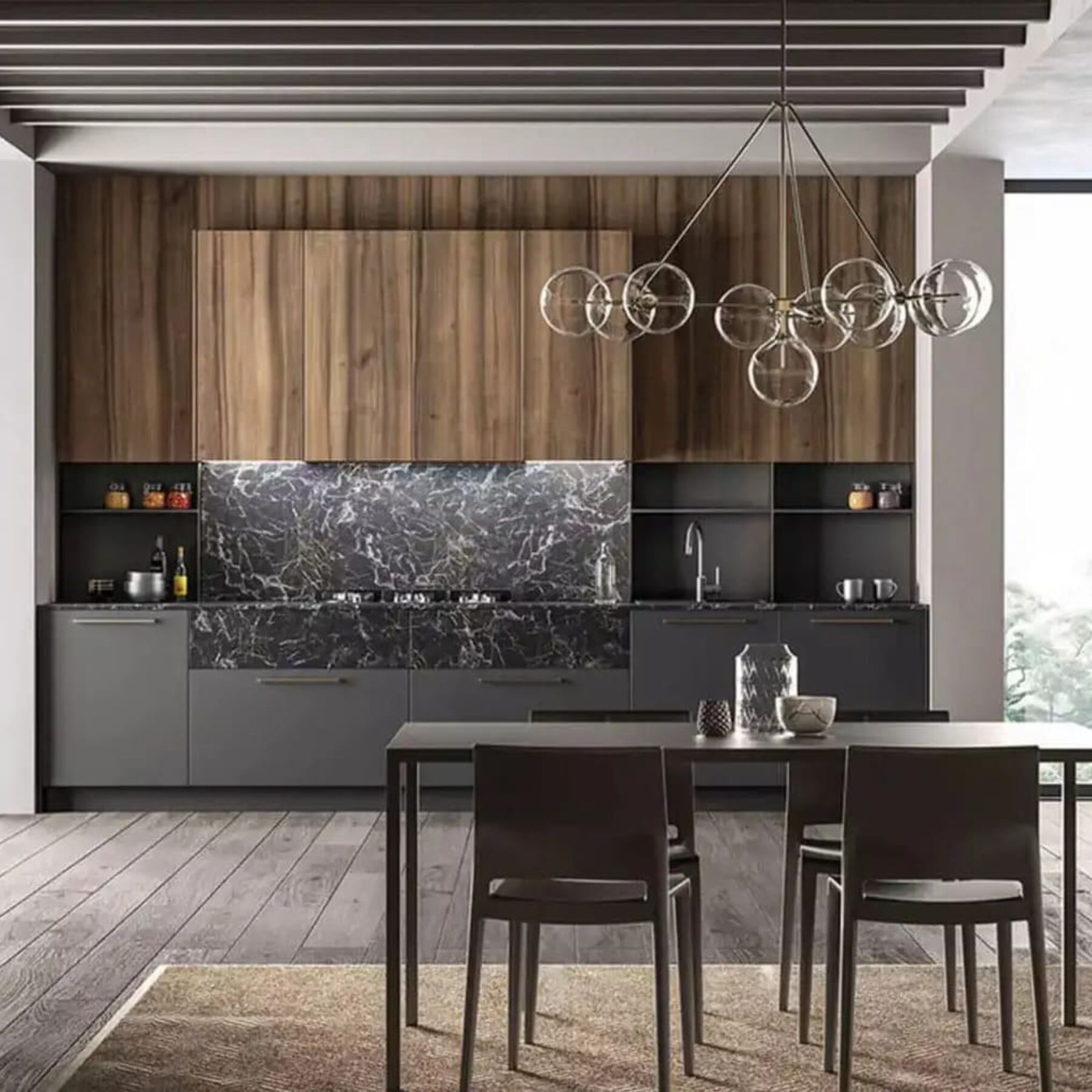 agencements mg montpellier cuisine talienne moderne en u facade en marbre et bois massif