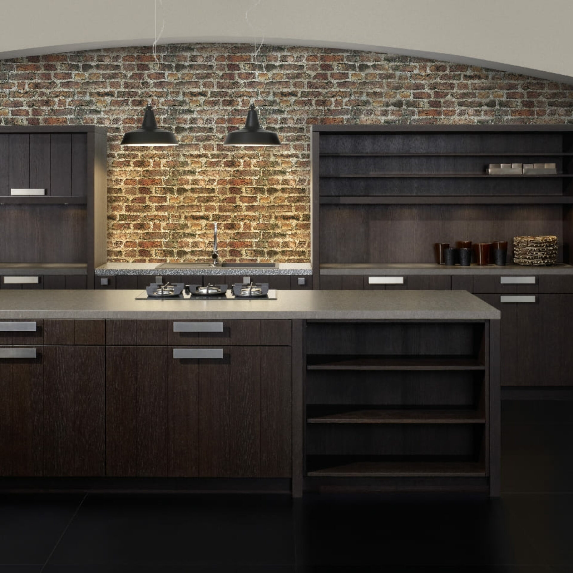 agencements mg montpellier cuisine italienne linéaire moderne su mesure ton foncé en bois