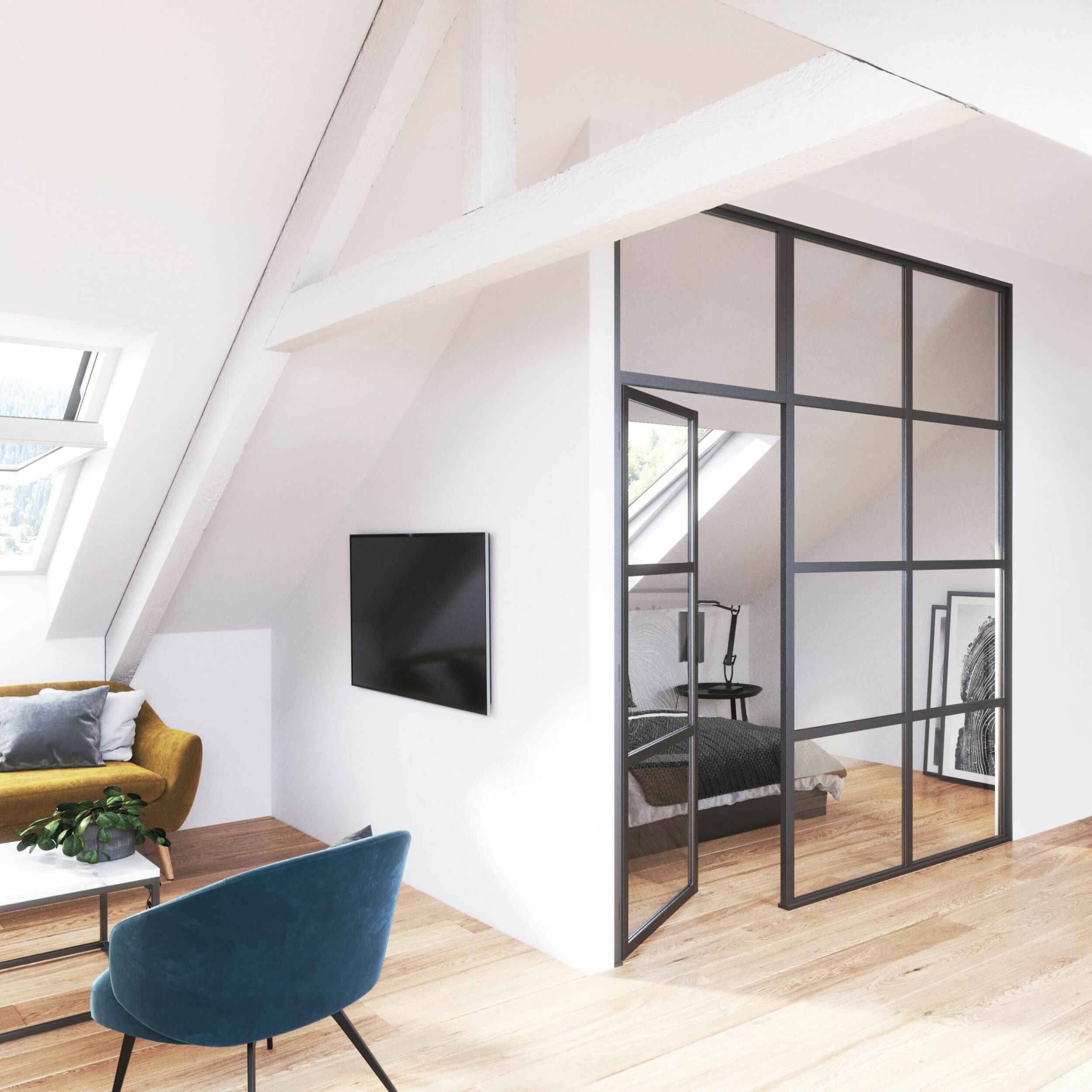 portes battantes verrière fixe alu noir mat sur mesure agencements MG Montpellier