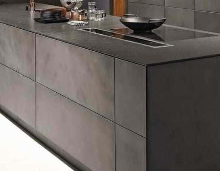 cuisine avec ilot central bois métal amenagée par Agencements mg de Mauguio prés de Montpellier