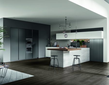 Glass agencements mg montpellier cuisine avec ilot central style italienne porte toute hauteur métal mobilier plan de travail en bois laqué